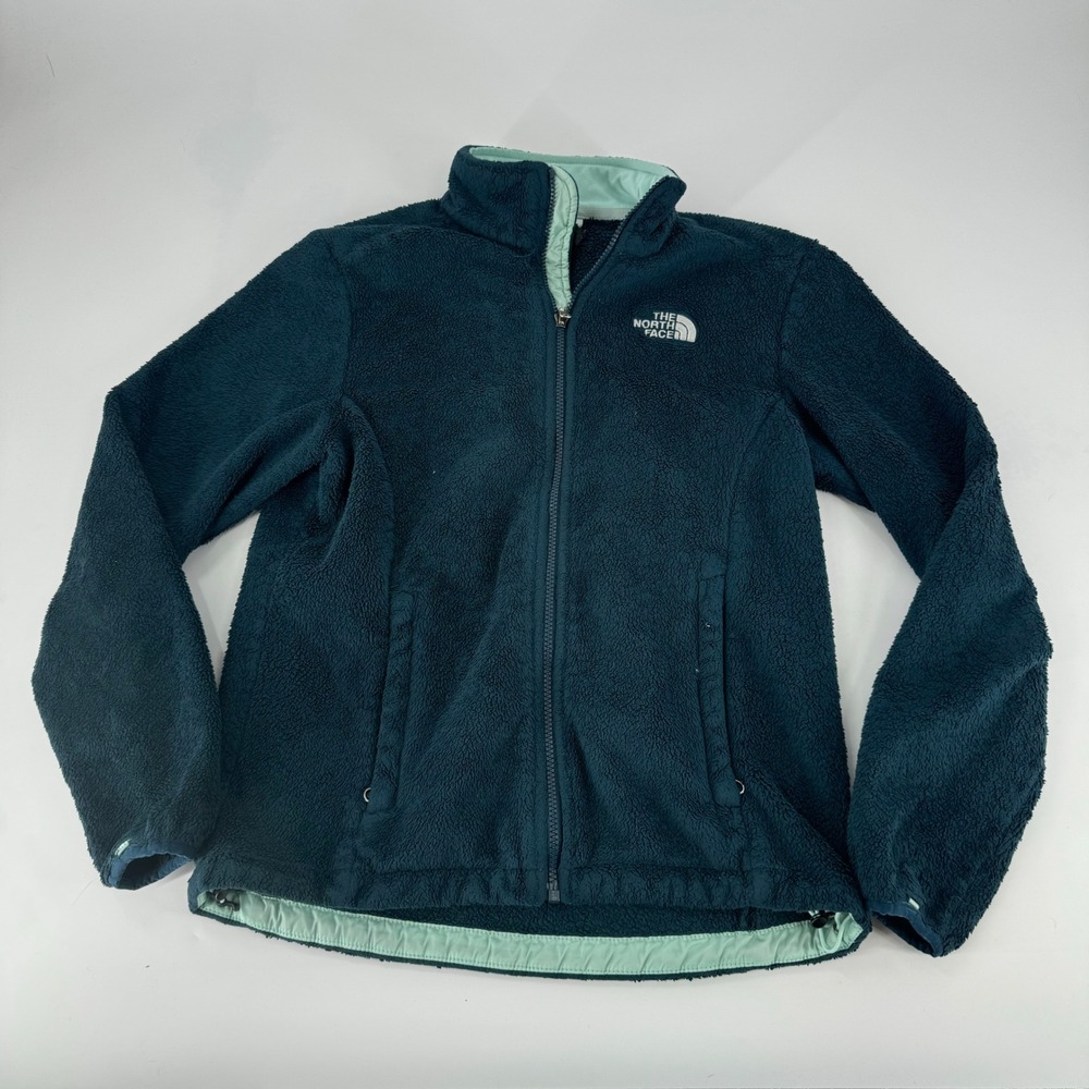 The North Face Fleece Jacket Womens M Medium Teal Zip Up Pockets Outerwear‎